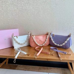 White Moonlowa Shoulder Bag with Pearl Straps💕